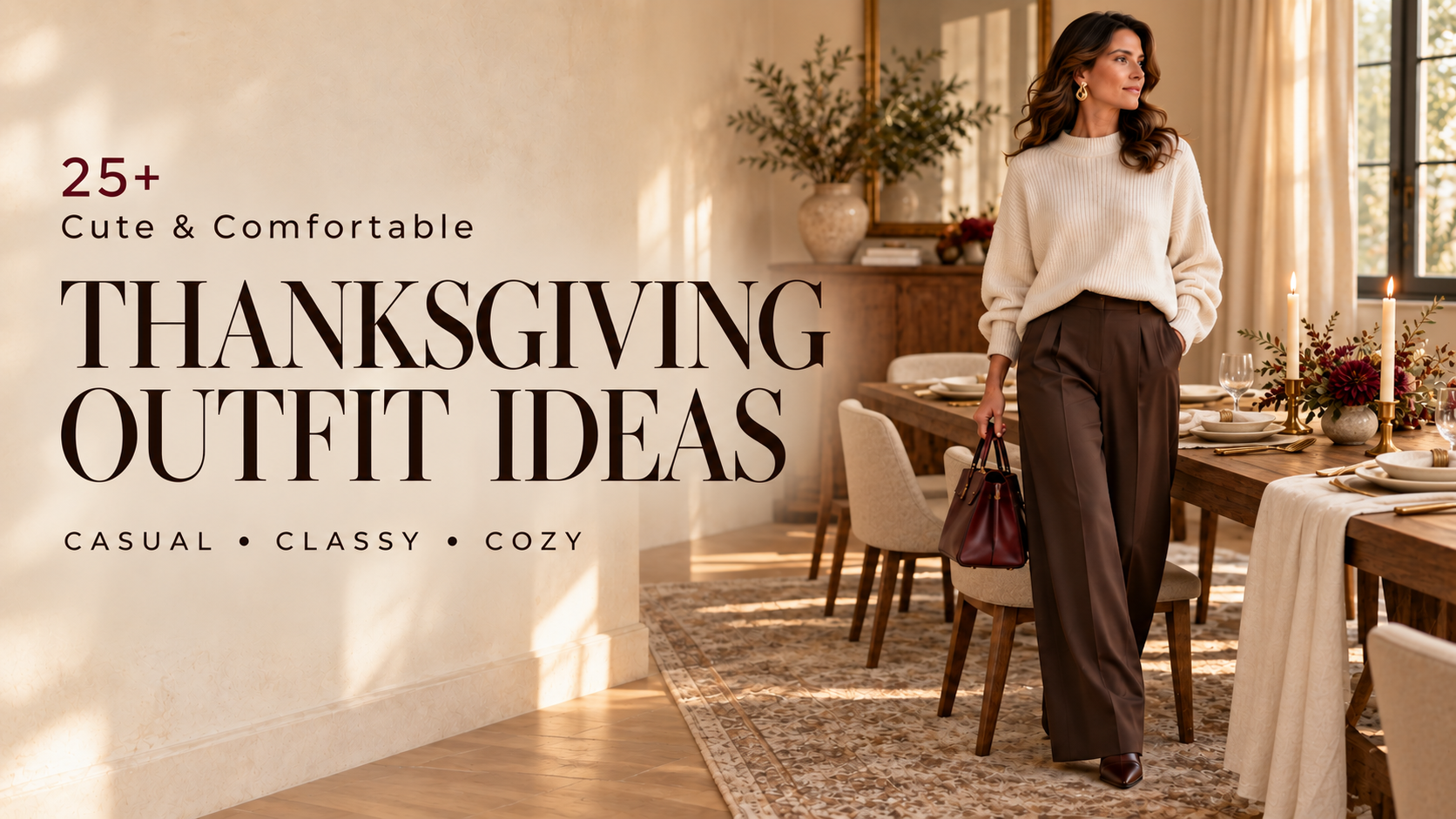 Cute and comfortable Thanksgiving outfit ideas for women with casual, classy and cozy fall looks